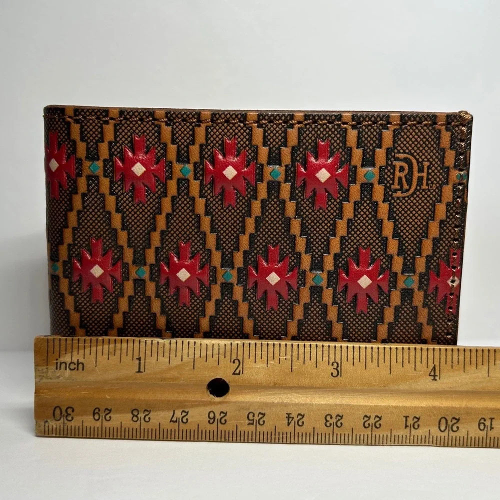 Red Dirt Hat Co. Bi-Fold Wallet Southwestern‎ Brown Leather Mens Brand New Aztec